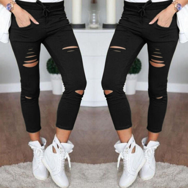 FANALA High Elastic Waist Leggings Women Sexy Hip Push Up Pants Legging Hole Slim Leggins Legins 2016 Autumn Winter
