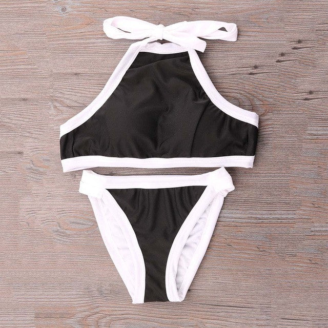 Brazilian Bikini set Sexy High Neck Bandage Swimsuit Padded Push up Swimwear Women Bathing Suit Maillot De Bain Femme Biquinis