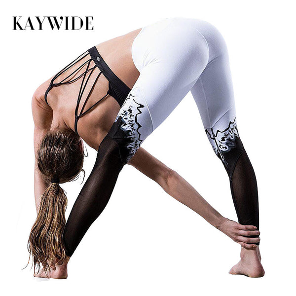 KAYWIDE 2017 Women Pants Trousers Series New Style High Waist Ink Printed Fitness Elastic Leggings For Women ZC1713
